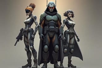 create a sci fi character illustration or sci fi character