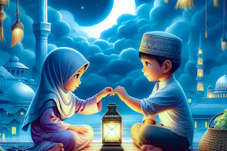 design cute islamic kids story book illustration, book cover, formatting for kdp