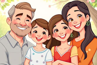 design a professional disney family portrait