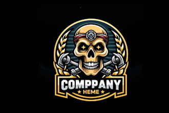 make artistic skull mascot logo with satisfaction guaranteed