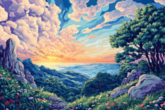 create anime, game, environment concept art and background