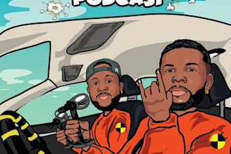 do professional mascot podcast cover art, podcast logo or podcast cover design