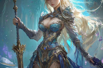 make magical fantasy game character drawings or scenes