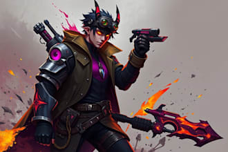 design cyberpunk and fantasy character splash art