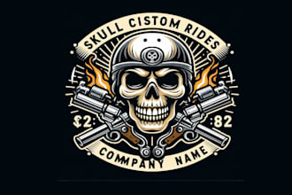 provide unique skull custom rides logo for your business within 14 hrs