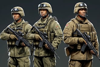 do military character design or military themed illustration