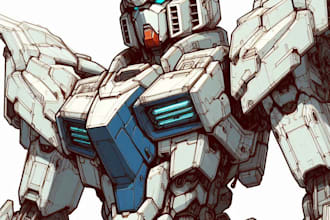 draw mecha robot,armor,gundam in anime or realism style