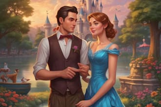 draw cartoon disney couple portrait