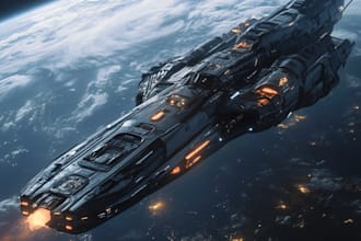design unique fantasy sci fi spaceship art for your project