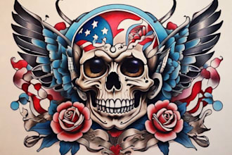 draw custom american traditional tattoo design for you