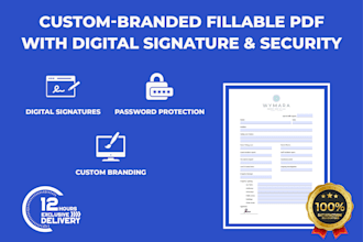 create fillable PDF form with logo signature and security