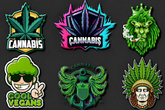 design modern cannabis weed hemp marijuana mascot logo