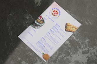 design digital and physical menu for restaurant, coffee, bakery