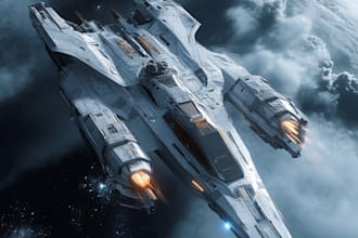 made a sci fi art, spaceship and illustration for you