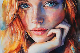 draw your watercolor portraits ,couple painting, family painting