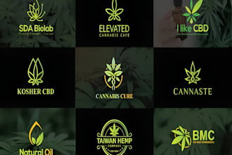 do creative modern medical marijuana, hemp, weed cannabis business logo