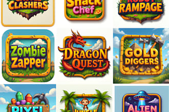 stunning 3d cartoon game logo for your brand or app