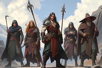 make a dnd party and d and d character art illustration for you