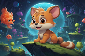 draw a digital cartoon illustration