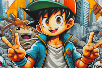 illustrate amazing custom graffiti, wall arts or murals