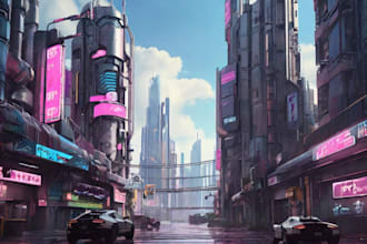 create cyberpunk city style art for any project