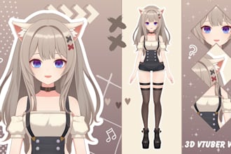 create an enchanting 3d vtuber vroid or vrchat model in anime style
