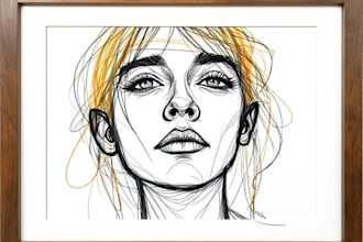 make scribble art, abstract line portrait
