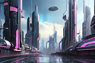make a futuristic cyberpunk city art background art