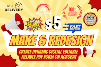 make, redesign, create dynamic digital editable fillable pdf form in acrobat