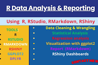 data analysis and report using r, rstudio, rmarkdown, rshiny