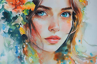 create your portrait in watercolor or oil paint family gift