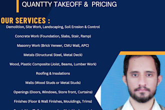 do cost estimation, quantity takeoff, and material take off