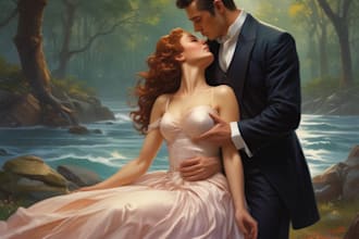 create illustrated romance book cover design for amazon