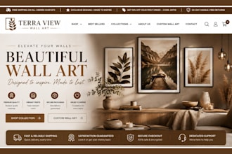 design a wall art shopify store, wall art store or home decor website