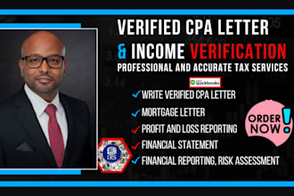 do verified CPA letter, income letter, expense ratio letter, mortgage letter