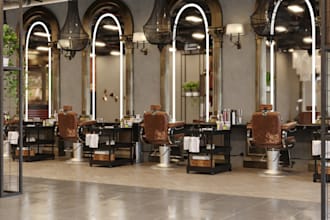 optimize 3d barber salon, spa interior, beauty salon, clinic, showroom rendering