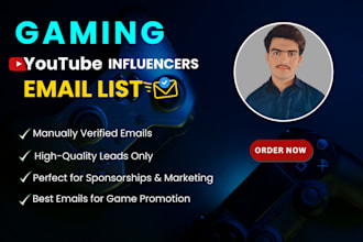 provide a verified youtube gaming influencer email list for sponsorships