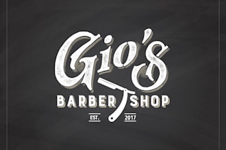 create a retro vintage custom barber shop logo design