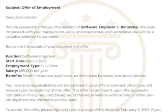 make offer letters or employment contracts or documentation for your company