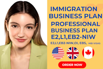write immigration business plan for eb2 niw, e2, l1 visa USA