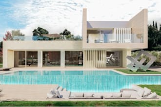 3d villa,house elevation,vector works facade house,hotel,swimming pool rendering