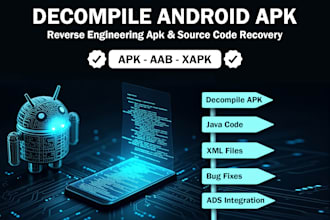 decompile android apk and give you source code, bug fixes, reskin android app