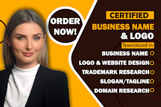craft catchy business name, slogan, company name, logo design, website