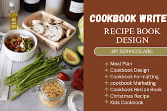 write, format recipes book design cookbook design cookbook ghostwriter meal plan