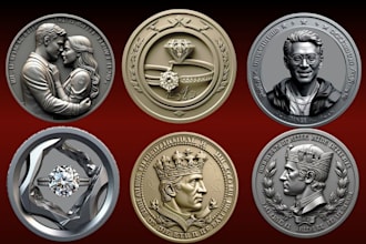 design custom 3d coins medals bas relief cnc models ancient coin for 3d printing