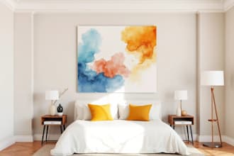 design abstract watercolor canvas wall art