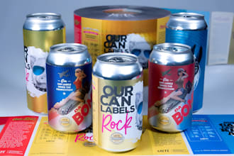 do beer, beverage, drinks, can, energy drink, juice label design for you