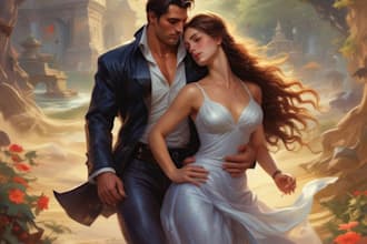illustrate a cartoon romance book cover for ebook, kdp