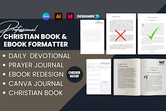 format christian book, prayer journal, daily devotional canva journal, ebook KDP