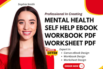 be your self help ebook writer, mental health workbook worksheet journal design